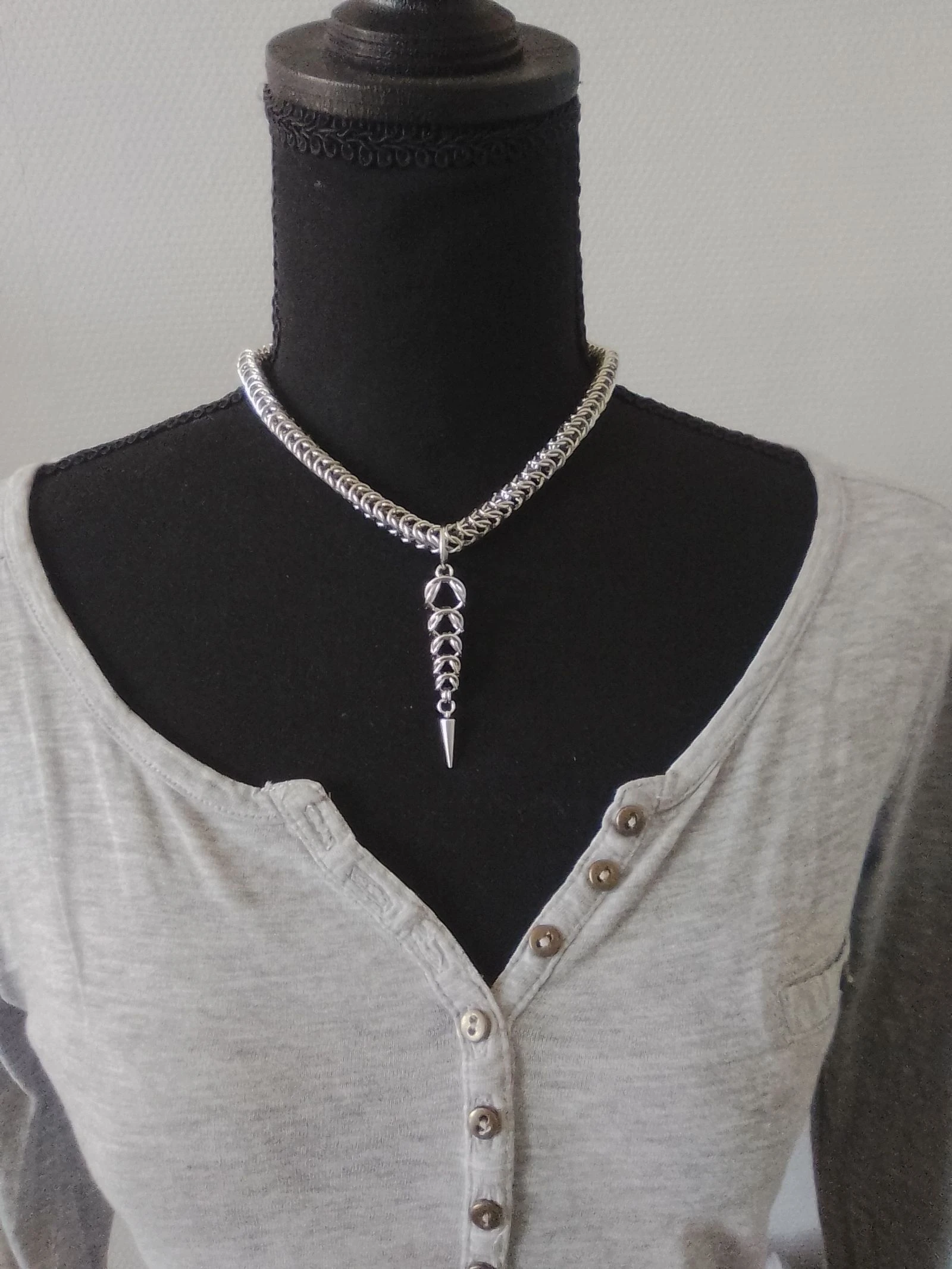 Collar con colgante de cadena bizantina unisex – photo 2